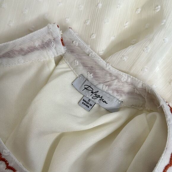 Polagram Embroidered Layered Boho Hippie Blouse Shirt Top Size Small - Picture 7 of 7